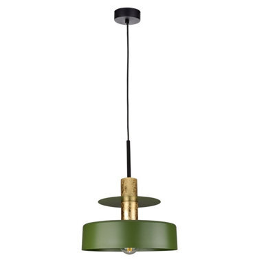 Luminosa Lighting Luminosa Solea Dome Pendant Ceiling Light Green, Gold 1X E27 - image 1