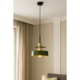 Luminosa Lighting Luminosa Solea Dome Pendant Ceiling Light Green, Gold 1X E27 - thumbnail 2