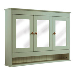 Homestylestore 1050 X 750mm Pastel Green Wall Mounted Mirrored Door Bathroom Cabinet And Brushed Copper Round Handles - thumbnail 1