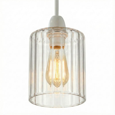 Clear Glass Light Shade, 14Cm Height, 10Cm Diameter, E27 Easy Fit Replacement For Ceiling Pendants And Table Lamps - image 1