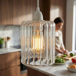 Clear Glass Light Shade, 14Cm Height, 10Cm Diameter, E27 Easy Fit Replacement For Ceiling Pendants And Table Lamps - thumbnail 6