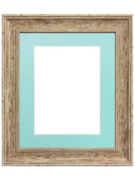 Frames By Post Scandi Distressed Wood Frame With Blue Mount For Image Size 7 X 5 Inch - thumbnail 1