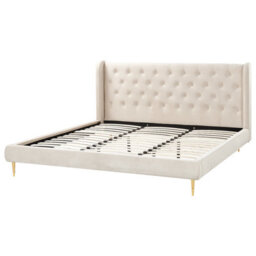 Beliani Bed Velvet Forbach 180 X 200 Cm (Eu Super King) Beige - thumbnail 5