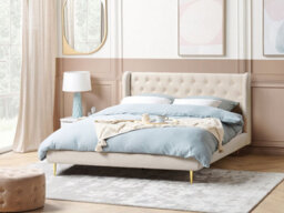 Beliani Bed Velvet Forbach 180 X 200 Cm (Eu Super King) Beige - thumbnail 2