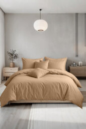 Plain Dyed Easy Care Polycotton Duvet Cover And Pillowcase/s Set Bed Linen Beige