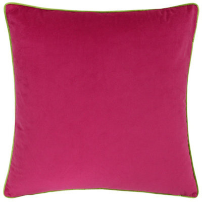 furn. Furn Meridian Velvet Piped Feather Filled Cushion, Hot Pink/lime, 55 X 55Cm - image 1