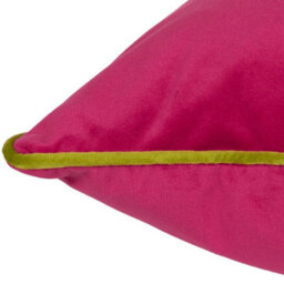 furn. Furn Meridian Velvet Piped Feather Filled Cushion, Hot Pink/lime, 55 X 55Cm - thumbnail 3