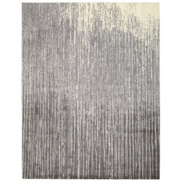Grey Luxurious Modern Easy To Clean Abstract Striped Viscose Wool Rug For Living Room, Bedroom - 236Cm X 297Cm - thumbnail 5