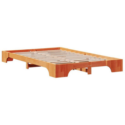 Berkfield Modern Bed Frame Wax Brown 120X190 Cm Solid Pine Wood