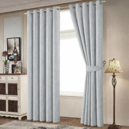 Bedlooms Silver Linen Curtain 100% Blackout Thermal Insulated Eyelet Curtain (Pair) 66 X 72 Inches With Tie Back Two - thumbnail 9