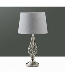 Lighting Supermarket Queenswood Traditional Barley Twist Table Lamp With Grey Linen Shade - Silver Chrome - thumbnail 4