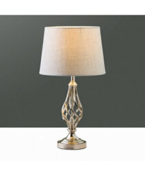 Lighting Supermarket Queenswood Traditional Barley Twist Table Lamp With Grey Linen Shade - Silver Chrome - thumbnail 5