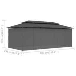 Berkfield Durable Gazebo With Curtains 600X298X270 Cm Anthracite - thumbnail 9