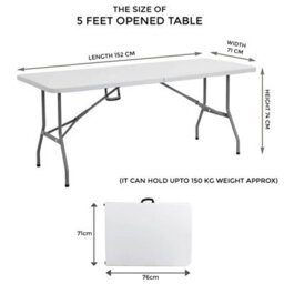 Crystals 5Ft Heavy Duty Folding Trestle Table With 6 Chairs Catering, Camping, Picnic & Bbq Party Table Chairs - thumbnail 5
