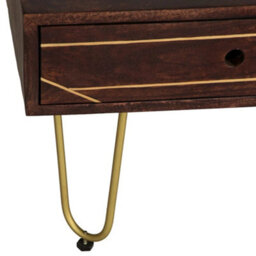 Loft Dark Wood & Gold Mango Rectangular Large Coffee Table - thumbnail 7