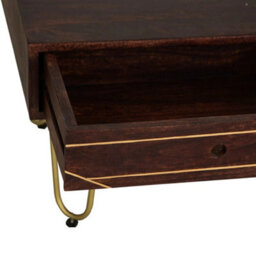 Loft Dark Wood & Gold Mango Rectangular Large Coffee Table - thumbnail 4