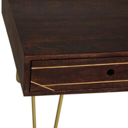 Loft Dark Wood & Gold Mango Rectangular Large Coffee Table - thumbnail 5
