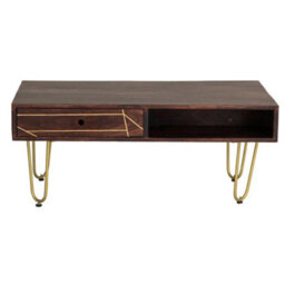 Loft Dark Wood & Gold Mango Rectangular Large Coffee Table - thumbnail 9