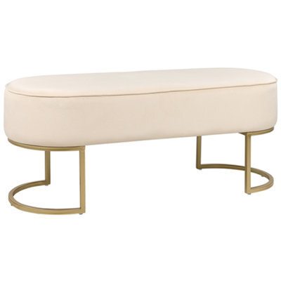 Beliani Upholstered Bench Milry Velvet Light Beige - image 1
