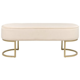 Beliani Upholstered Bench Milry Velvet Light Beige - thumbnail 4