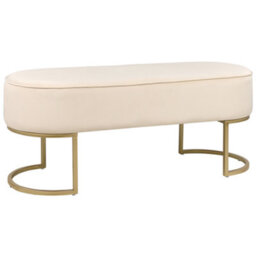 Beliani Upholstered Bench Milry Velvet Light Beige