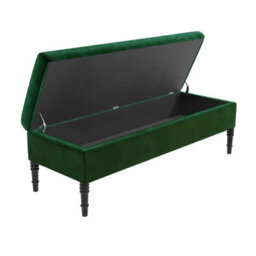 Safar Plain 137Cm Ottoman Storage Bench - Plush Velvet Shoe Bench - Forest Green Upholstery Footstool With Storage - thumbnail 5