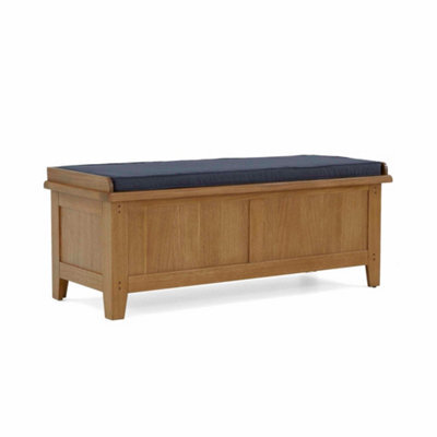Broadway Oak Storage Bench With Fabric Seat - Fully Assembled By Roseland Furniture - image 1