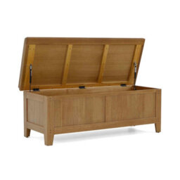 Broadway Oak Storage Bench With Fabric Seat - Fully Assembled By Roseland Furniture - thumbnail 6