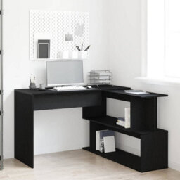 Berkfield Desk In Black Oak - 200X50X76 Cm, Made With Engineered Wood - thumbnail 1