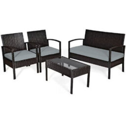 Crescent 3 Piece Replacement Set Silver Seat Pads Cushion Waterproof Rattan Furniture Cushions Durable Patio Garden Sofa Seat Pads