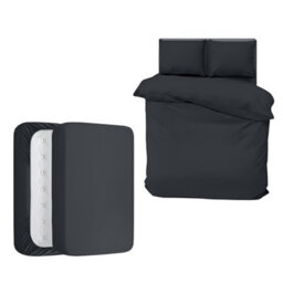 Aspire Homeware Charcoal Duvet Cover Set, Soft Microfiber & Reversible, Double (L)200Cm X (W)200Cm - thumbnail 1