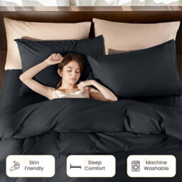 Aspire Homeware Charcoal Duvet Cover Set, Soft Microfiber & Reversible, Double (L)200Cm X (W)200Cm - thumbnail 4