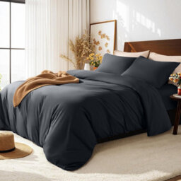Aspire Homeware Charcoal Duvet Cover Set, Soft Microfiber & Reversible, Double (L)200Cm X (W)200Cm - thumbnail 5