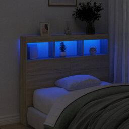 Berkfield Headboard Cabinet With Led Sonoma Oak 120X17X102 Cm - thumbnail 4
