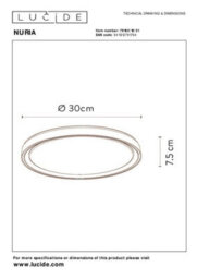 Lucide Nuria Modern Flush Ceiling Light 30Cm - Led Dim. - 1X18W 2700K - 3 Stepdim - White - thumbnail 4