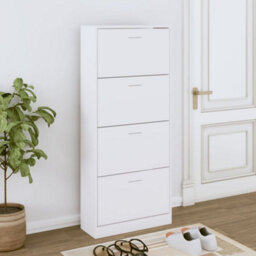 Berkfield Shoe Cabinet White 63X24X147 Cm Engineered Wood - thumbnail 1