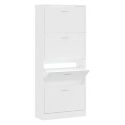 Berkfield Shoe Cabinet White 63X24X147 Cm Engineered Wood - thumbnail 2