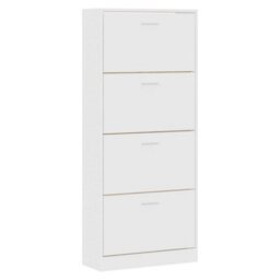 Berkfield Shoe Cabinet White 63X24X147 Cm Engineered Wood - thumbnail 3