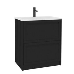 Royal Bathrooms Elmore 700mm Traditional Floor Standing 2 Drawer Vanity Unit With Matt Stone Basin Sink - Matt Nocturne Black - thumbnail 6