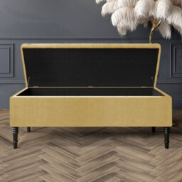 90Cm Paris Striped Ottoman Storage Bench- Plush Velvet Shoe Bench - Mink Upholstery Footstool With Storage - thumbnail 2