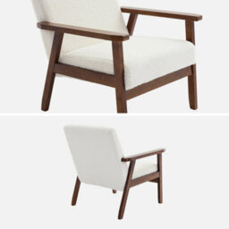 Sweeek - Scandi-Style Armchair In Boucle Fabric & Walnut-Stained Wood Frame Isak Boucle Off-White Boucle 64X69.5X73 Cm - thumbnail 3
