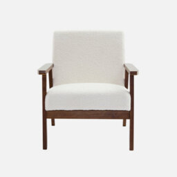 Sweeek - Scandi-Style Armchair In Boucle Fabric & Walnut-Stained Wood Frame Isak Boucle Off-White Boucle 64X69.5X73 Cm - thumbnail 2