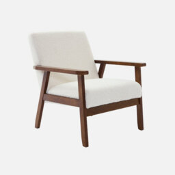 Sweeek - Scandi-Style Armchair In Boucle Fabric & Walnut-Stained Wood Frame Isak Boucle Off-White Boucle 64X69.5X73 Cm