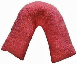 Homes & Linen Teddy Bear Fleece Plush Warm Fuzzy Cuddly V-Shaped Pillow & Cover (Red, V-Pillow With Teddy Cover)