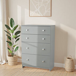 Yarmouth Ready Assembled Matt Grey No Effect 4 Drawer Deep Chest (H)1067mm (W)740mm (D)390mm - thumbnail 1