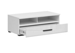Impact Furniture Small Tv Unit With Drawer Modern Cabinet Open Storage Shelf 100Cm Media Stand White Gloss For Up To 40 Inch Tv Assen - thumbnail 3
