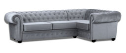 Chesterfield Style Mariot Corner Sofa Grey French Velvet (Right Hand Corner) - thumbnail 1