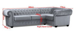 Chesterfield Style Mariot Corner Sofa Grey French Velvet (Right Hand Corner) - thumbnail 2