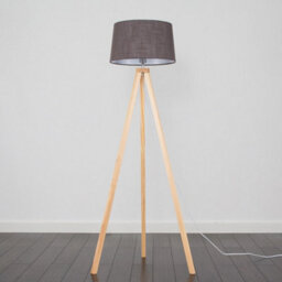 Valuelights Barbro Natural Tripod Floor Lamp With Grey Linen Tapered Shade - thumbnail 4