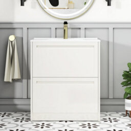 Royal Bathrooms Elmore 700mm Traditional Floor Standing 2 Drawer Bathroom Vanity Unit With Ceramic Basin Sink - Classic White - thumbnail 3